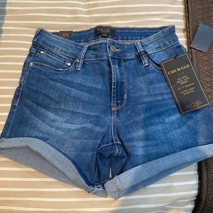 Denim mid-rise shorts